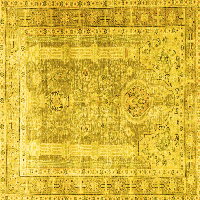 Square Machine Washable Persian Yellow Traditional Rug, wshtr3727yw