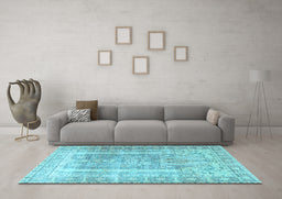 Machine Washable Persian Light Blue Traditional Rug in a Living Room, wshtr3727lblu