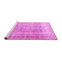 Sideview of Machine Washable Persian Pink Traditional Rug, wshtr3727pnk