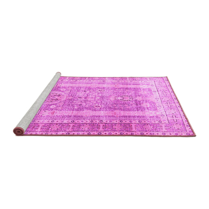 Sideview of Machine Washable Persian Pink Traditional Rug, wshtr3727pnk