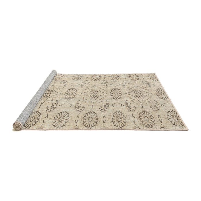 Sideview of Machine Washable Traditional Light French Beige Brown Rug, wshtr3728