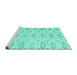 Sideview of Machine Washable Persian Turquoise Traditional Area Rugs, wshtr3728turq