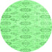 Round Persian Emerald Green Traditional Rug, tr3728emgrn