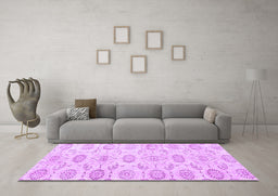 Machine Washable Persian Purple Traditional Area Rugs in a Living Room, wshtr3728pur