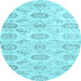 Round Machine Washable Persian Light Blue Traditional Rug, wshtr3728lblu