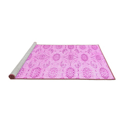 Sideview of Machine Washable Persian Pink Traditional Rug, wshtr3728pnk