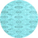 Round Persian Light Blue Traditional Rug, tr3728lblu