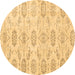 Round Persian Brown Traditional Rug, tr3728brn
