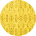 Round Machine Washable Persian Yellow Traditional Rug, wshtr3728yw