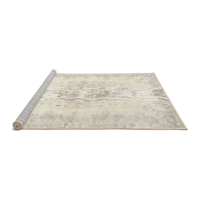 Sideview of Machine Washable Traditional Blanched Almond Beige Rug, wshtr3729