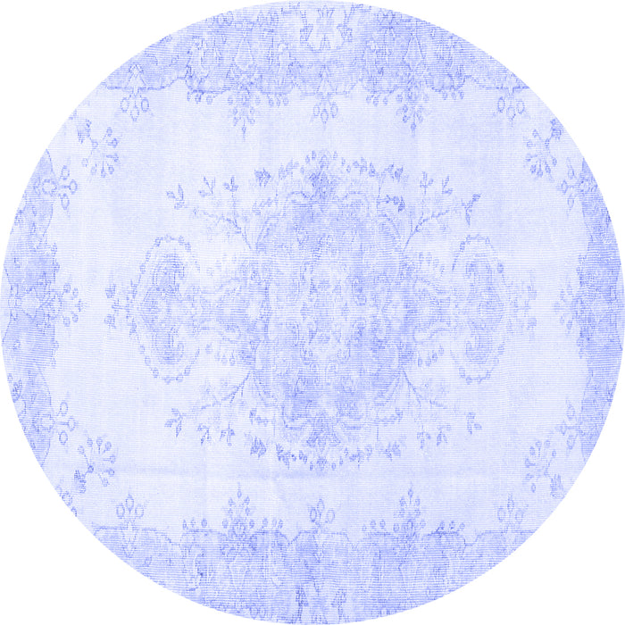 Round Persian Blue Traditional Rug, tr3729blu