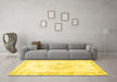 Machine Washable Persian Yellow Traditional Rug in a Living Room, wshtr3729yw