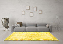 Machine Washable Persian Yellow Traditional Rug in a Living Room, wshtr3729yw