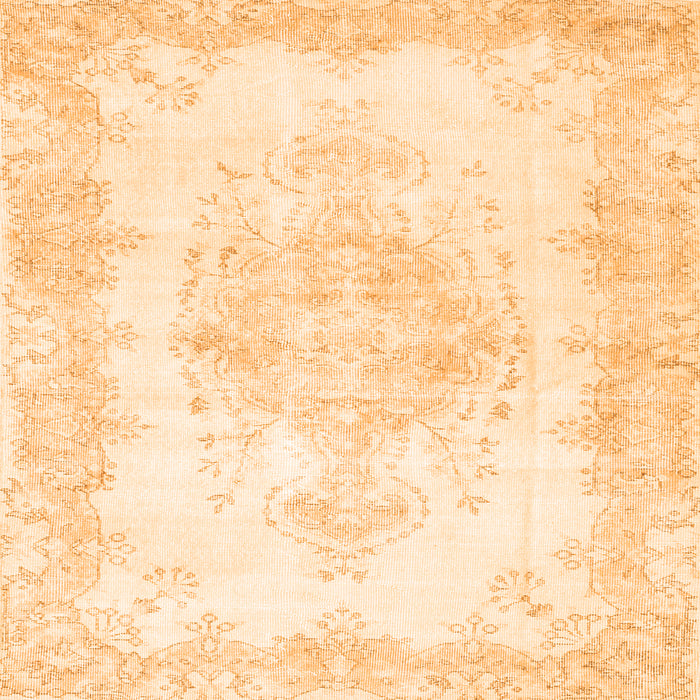 Round Machine Washable Persian Orange Traditional Area Rugs, wshtr3729org