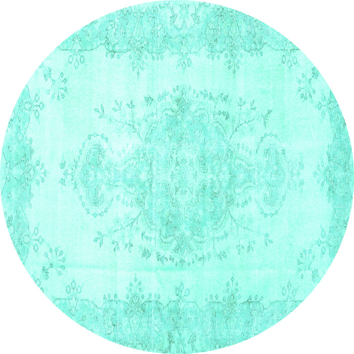 Round Persian Turquoise Traditional Rug, tr3729turq