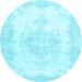 Round Persian Light Blue Traditional Rug, tr3729lblu