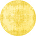 Round Persian Yellow Traditional Rug, tr3729yw