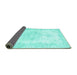 Sideview of Persian Turquoise Traditional Rug, tr3729turq