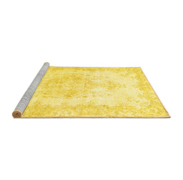 Sideview of Machine Washable Persian Yellow Traditional Rug, wshtr3729yw