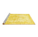 Sideview of Machine Washable Persian Yellow Traditional Rug, wshtr3729yw