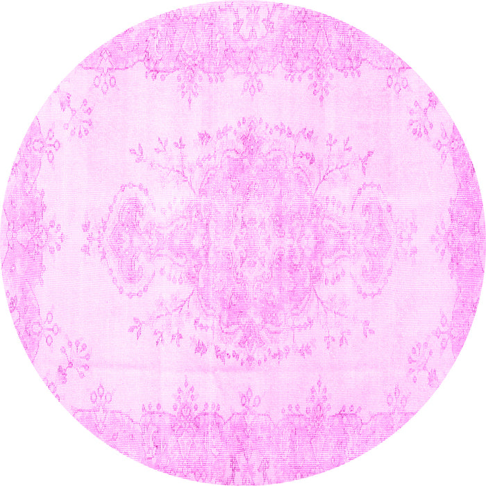 Round Persian Pink Traditional Rug, tr3729pnk