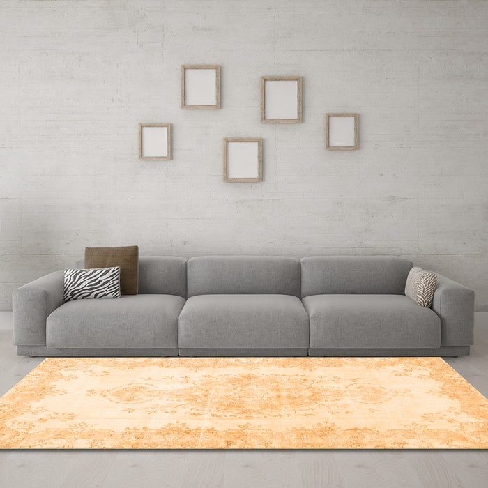 Machine Washable Persian Orange Traditional Area Rugs in a Living Room, wshtr3729org