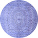 Round Machine Washable Persian Blue Traditional Rug, wshtr372blu