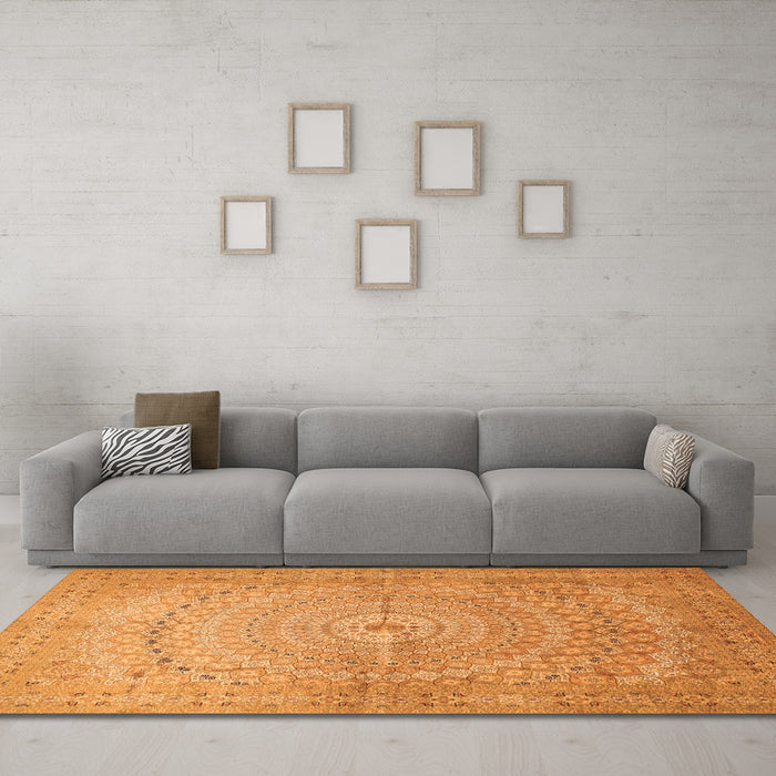 Machine Washable Persian Orange Traditional Area Rugs in a Living Room, wshtr372org