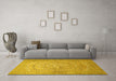 Machine Washable Persian Yellow Traditional Rug in a Living Room, wshtr372yw