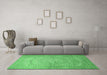 Machine Washable Persian Emerald Green Traditional Area Rugs in a Living Room,, wshtr372emgrn