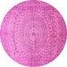 Round Machine Washable Persian Pink Traditional Rug, wshtr372pnk