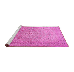Sideview of Machine Washable Persian Pink Traditional Rug, wshtr372pnk