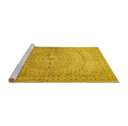 Sideview of Machine Washable Persian Yellow Traditional Rug, wshtr372yw