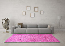Machine Washable Persian Pink Traditional Rug in a Living Room, wshtr372pnk