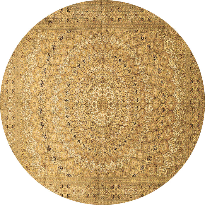 Round Persian Brown Traditional Rug, tr372brn