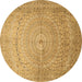 Round Persian Brown Traditional Rug, tr372brn