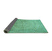 Sideview of Persian Turquoise Traditional Rug, tr372turq