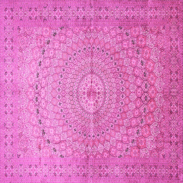Square Machine Washable Persian Pink Traditional Rug, wshtr372pnk