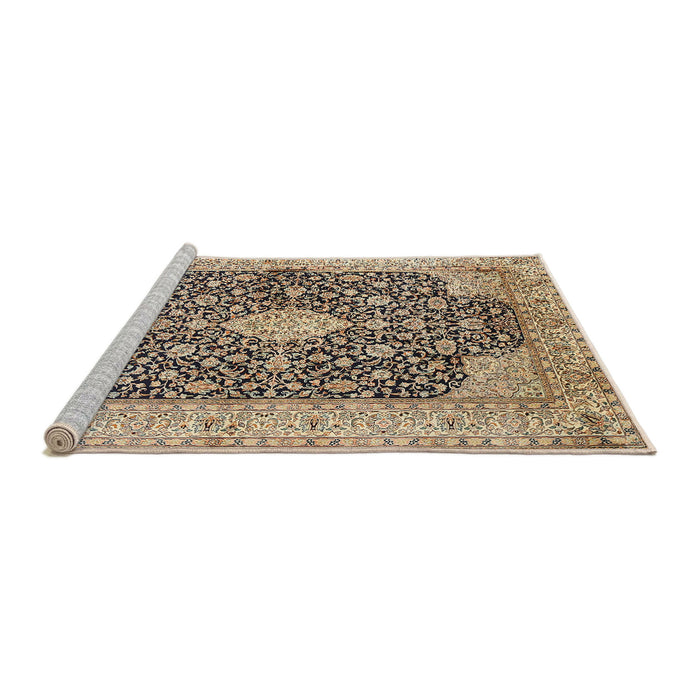Sideview of Machine Washable Traditional Sepia Brown Rug, wshtr373