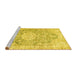 Sideview of Machine Washable Medallion Yellow Traditional Rug, wshtr3730yw