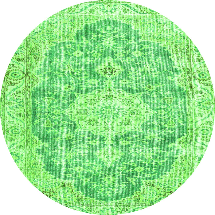 Square Medallion Green Traditional Rug, tr3730grn