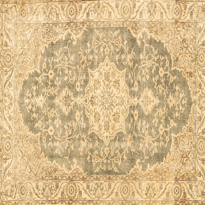Square Machine Washable Medallion Brown Traditional Rug, wshtr3730brn