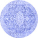 Round Medallion Blue Traditional Rug, tr3730blu