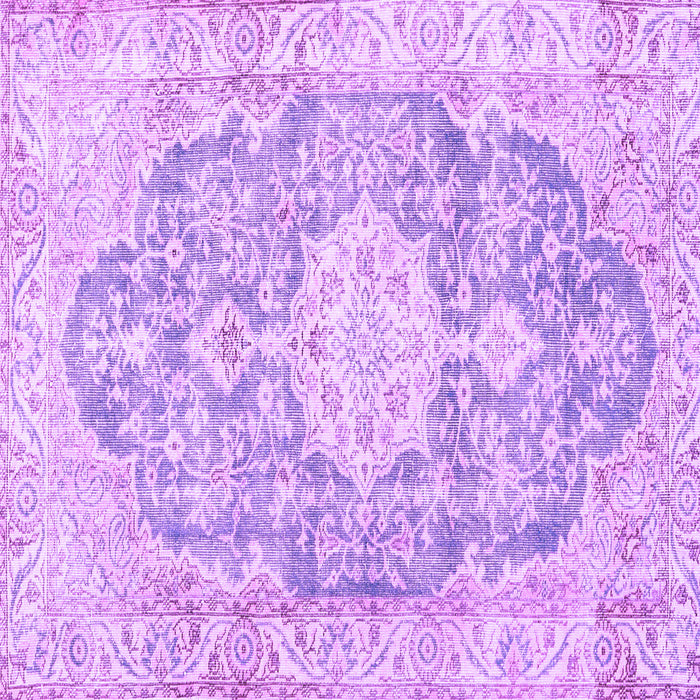 Square Machine Washable Medallion Purple Traditional Area Rugs, wshtr3730pur