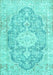 Machine Washable Medallion Turquoise Traditional Area Rugs, wshtr3730turq