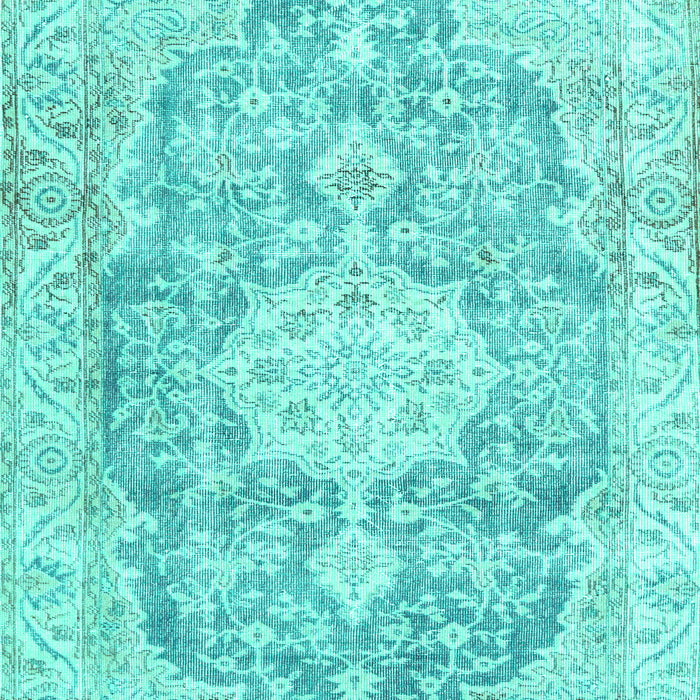 Machine Washable Medallion Turquoise Traditional Area Rugs, wshtr3730turq
