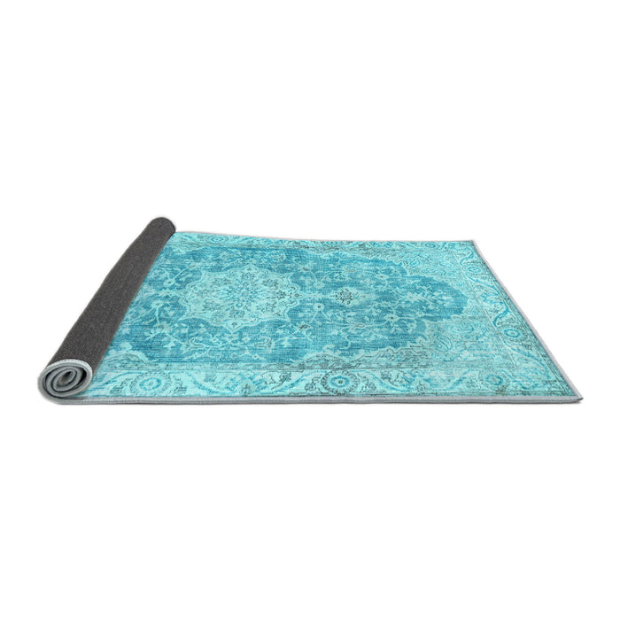 Sideview of Medallion Light Blue Traditional Rug, tr3730lblu