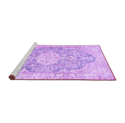 Sideview of Machine Washable Medallion Purple Traditional Area Rugs, wshtr3730pur
