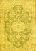 Machine Washable Medallion Yellow Traditional Rug, wshtr3730yw