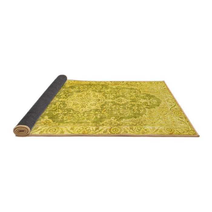 Sideview of Medallion Yellow Traditional Rug, tr3730yw